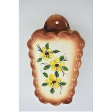 VTG Handpainted Yellow Flower Wall Pocket porcelain nostalgic   290659820374
